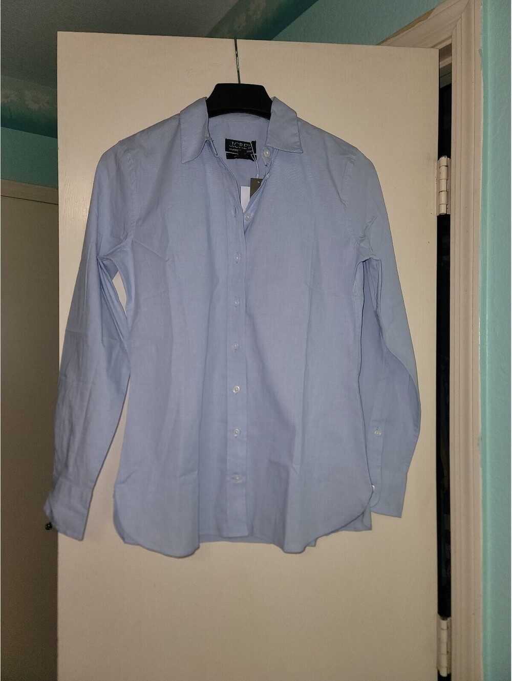 J.Crew Wren Slim Shirt Size 0 Cotton Light Blue Cotton Popline NWT $79